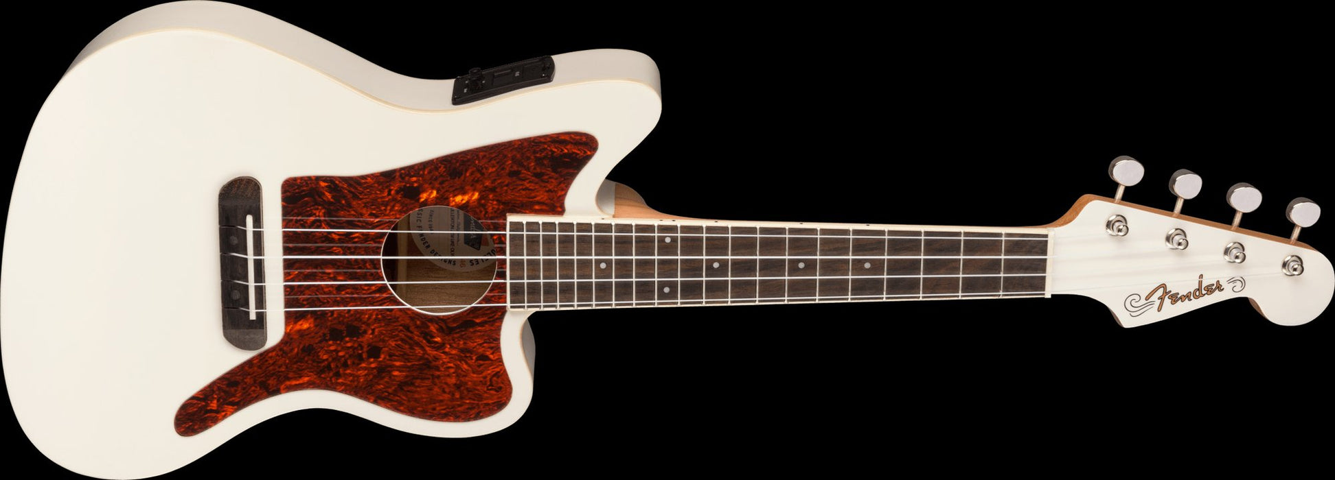 Fender Fullerton Jazzmaster Concert Uke Olympic White Front Angle