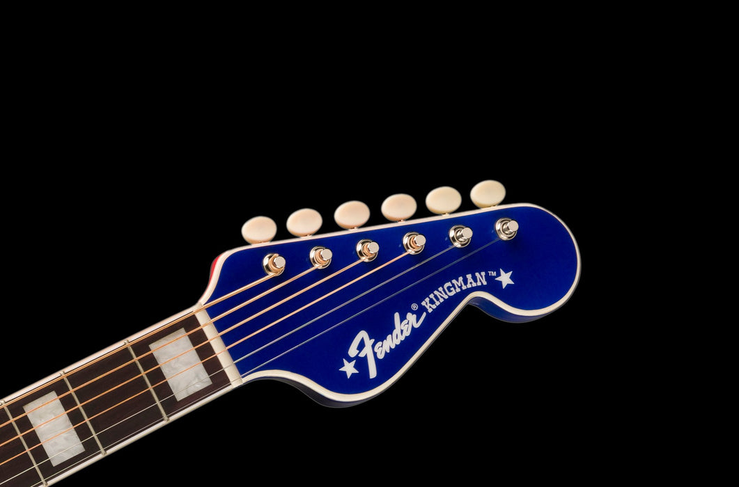 Fender Buck Owens Kingman Red White and Blue With Case  Headstock Front