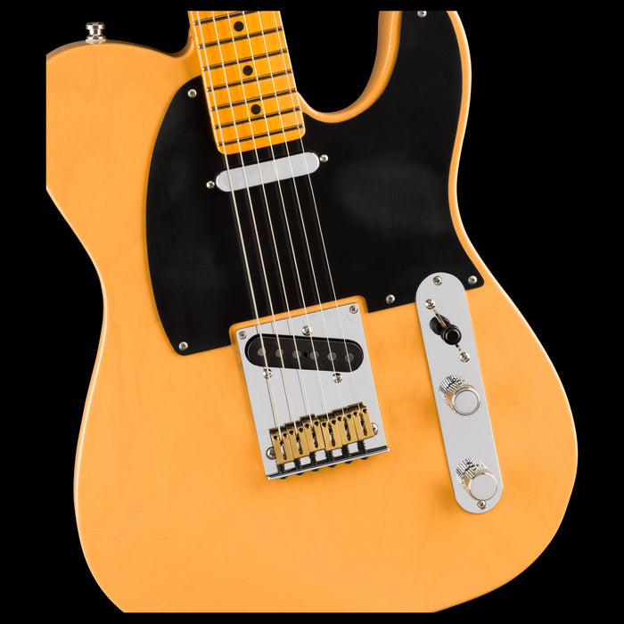 Fender American Ultra Luxe Vintage '50s Telecaster Butterscotch Blonde Electric Guitar Front Body Detail
