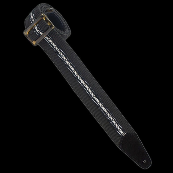 Henry Hiller Herringbone Woven - Black, Narrow Black Center Strap - HPWS-01