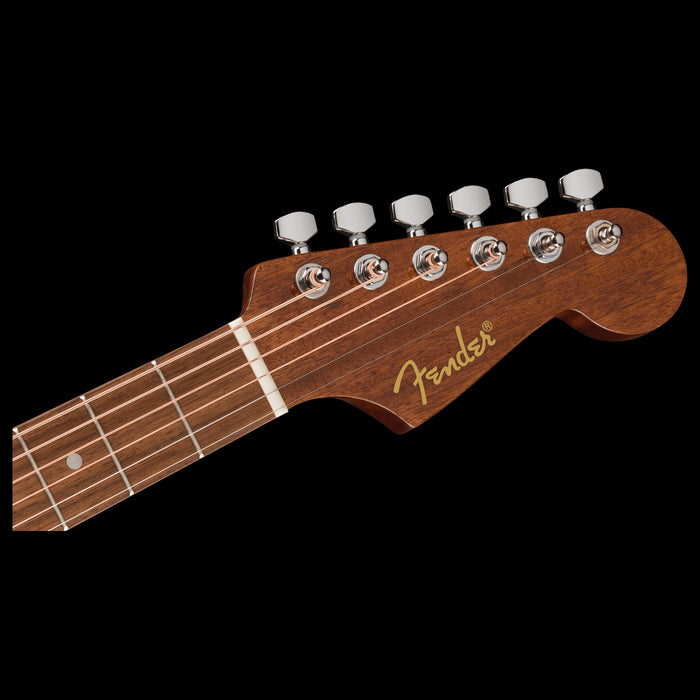Fender California Standard Redondo Natural Sapele Mini Acoustic Guitar Headstock