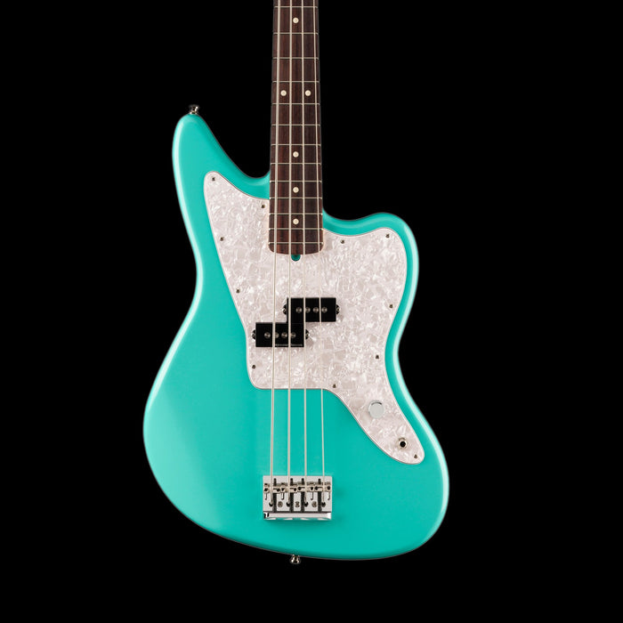 Fender Limited Edition Mark Hoppus Jaguar Bass Sea Foam Green With Gig Bag Front Crop