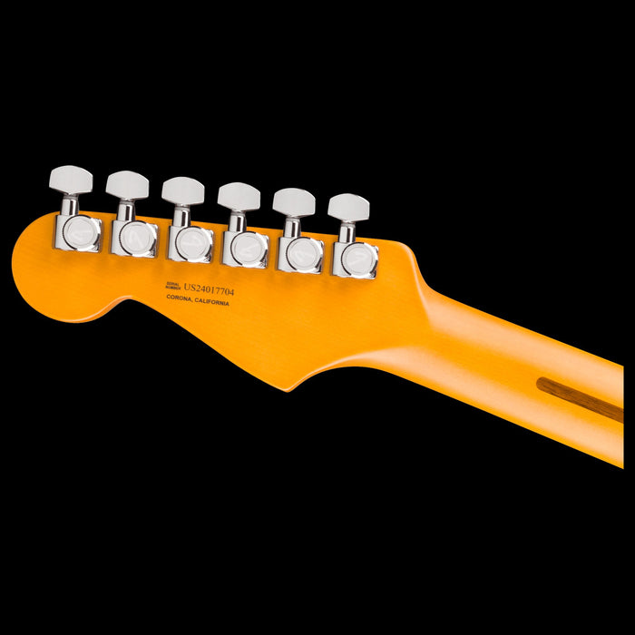 Fender American Ultra Luxe Vintage '60s Stratocaster Surf Green Electric Guitar Headstock Back