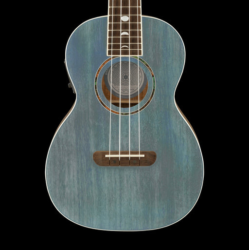 Fender Dhani Harrison Ukulele Turquoise Walnut Fingerboard Front Crop