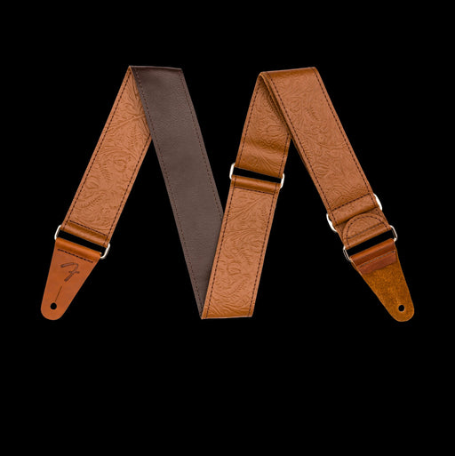 Fender Tooled Leather Guitar Strap, 2", Brown