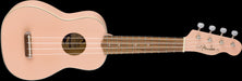 Fender Venice Soprano Uke Walnut Fingerboard Shell Pink Front Angle
