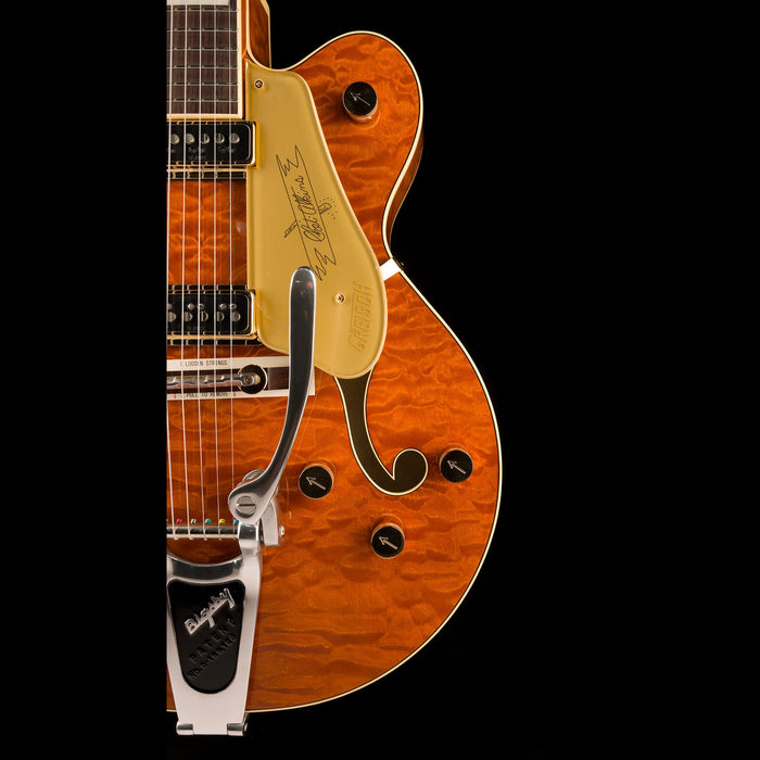 Gretsch G6120TGQM-56 Limited Edition Quilt Classic Chet Atkins Hollow Body with Bigsby Roundup Orange Stain Lacquer