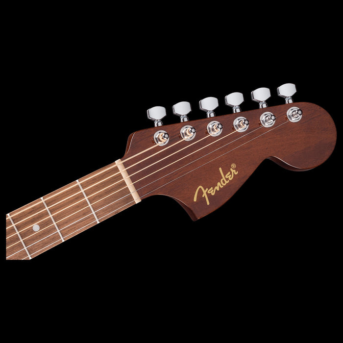 Fender California Standard Monterey E Natural Sapele Acoustic Electric Guitar Headstock