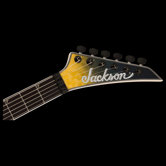 Jackson Pro Plus Series Soloist SLA3Q Amber Blue Burst Headstock