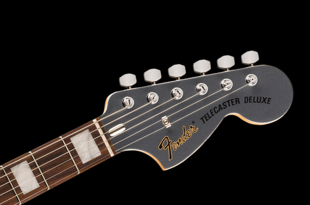 Fender Limited Edition Chris Shiflett Cleaver Telecaster Deluxe Charcoal Frost Metallic With Case Headstock Front