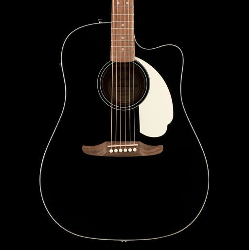 Fender California Standard Redondo CE Spruce Top Ivory Pickguard Black Acoustic Electric Guitar Front Crop