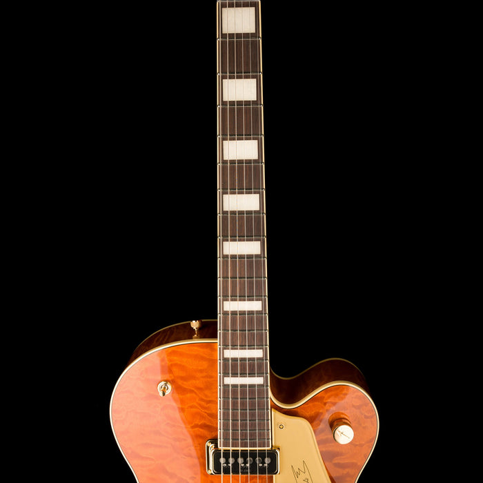 Gretsch G6120TGQM-56 Limited Edition Quilt Classic Chet Atkins Hollow Body with Bigsby Roundup Orange Stain Lacquer