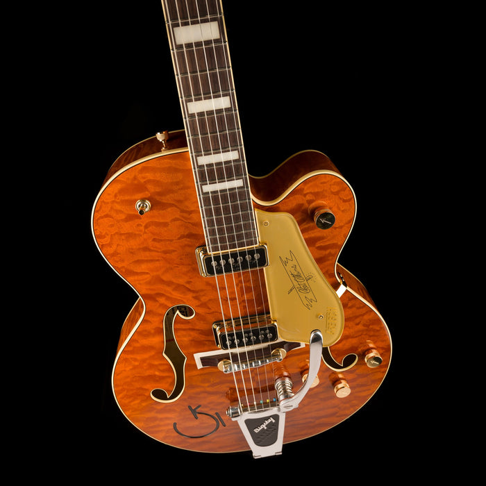 Gretsch G6120TGQM-56 Limited Edition Quilt Classic Chet Atkins Hollow Body with Bigsby Roundup Orange Stain Lacquer