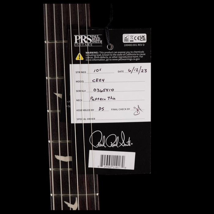 PRS CE24 Black Amber Electric Guitar Tags
