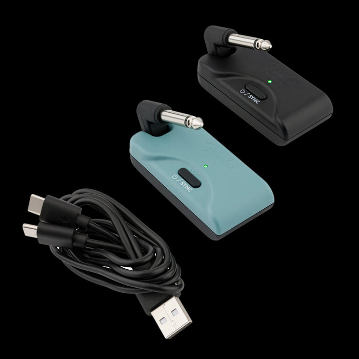 Fender Telepath Wireless System Mystic Ice Blue and Black Back