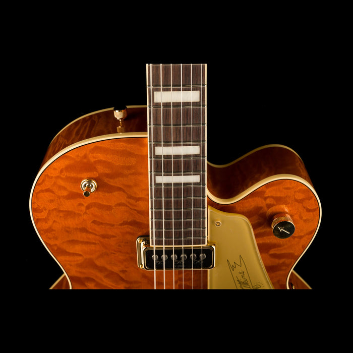 Gretsch G6120TGQM-56 Limited Edition Quilt Classic Chet Atkins Hollow Body with Bigsby Roundup Orange Stain Lacquer