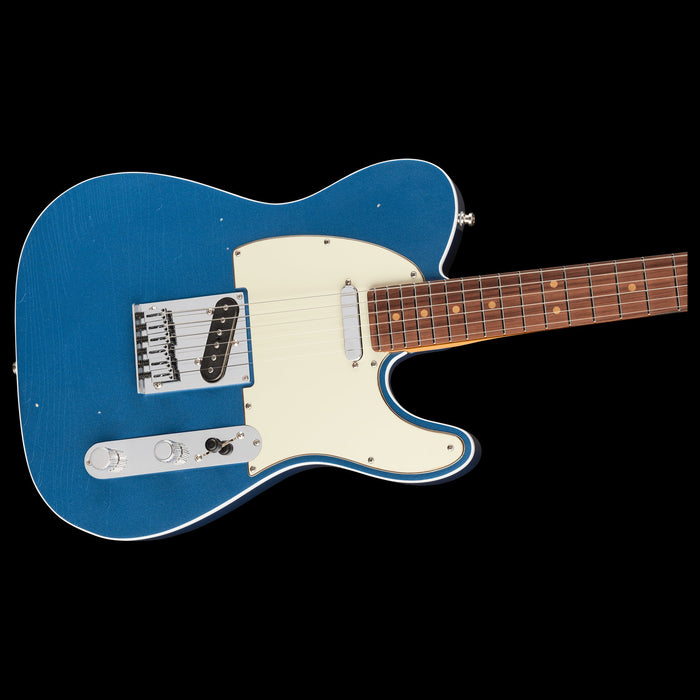 Fender American Ultra Luxe Vintage '60s Telecaster Custom Lake Placid Blue Electric Guitar Closeup Body Right