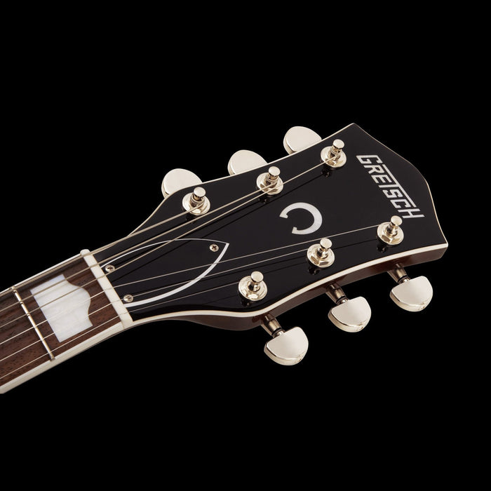 Gretsch G6129T-89 Vintage Select '89 Sparkle Jet with Bigsby Silver Sparkle Electric Guitar Headstock