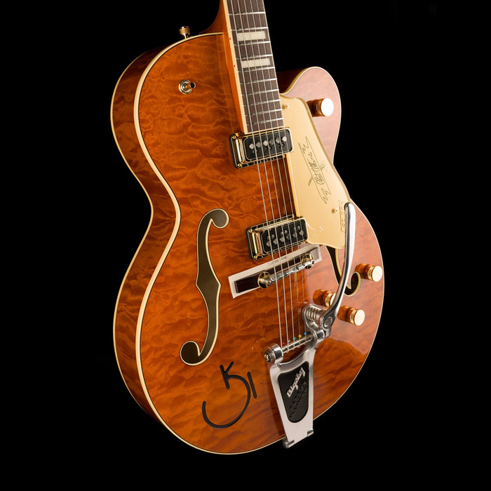 Gretsch G6120TGQM-56 Limited Edition Quilt Classic Chet Atkins Hollow Body with Bigsby Roundup Orange Stain Lacquer