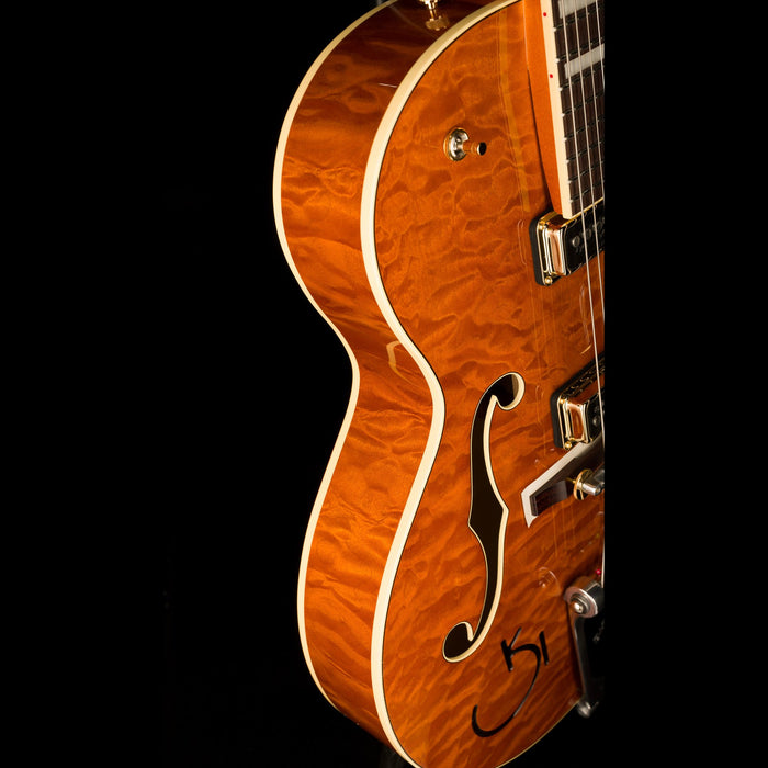 Gretsch G6120TGQM-56 Limited Edition Quilt Classic Chet Atkins Hollow Body with Bigsby Roundup Orange Stain Lacquer