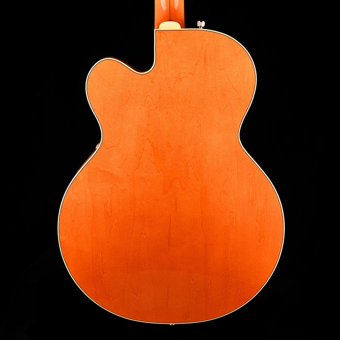 Gretsch G6120T-59 Vintage Select '59 Chet Atkins Hollow Body Lacquer Vintage Orange Stain Back Crop