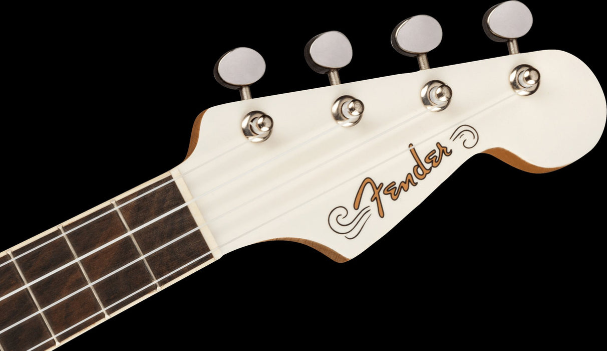 Fender Fullerton Jazzmaster Concert Uke Olympic White Headstock Front