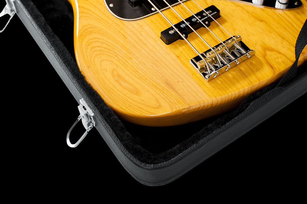 Gator GWE-BASS Bass Guitar Wood Case Economy Wood Case Open Closeup