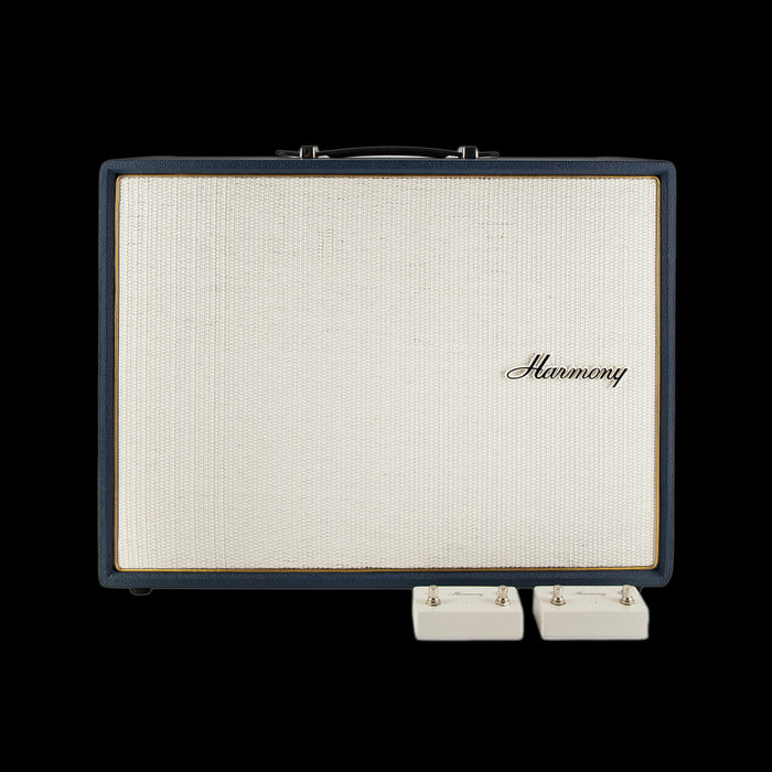 Harmony H650 Tube Guitar Amp Combo Front With Footswitches