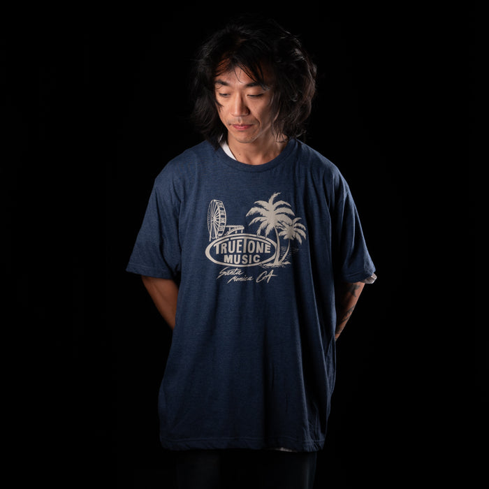Truetone Music Santa Monica T-Shirt Navy Blue with Cream Logo