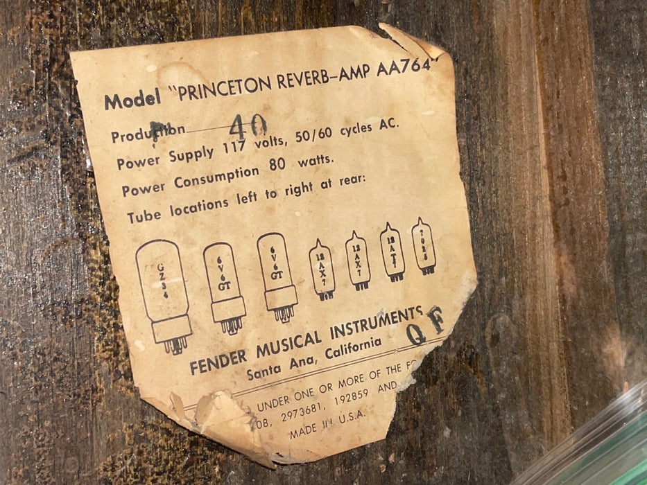 Vintage 1967 Fender Princeton Reverb Guitar Amp Combo