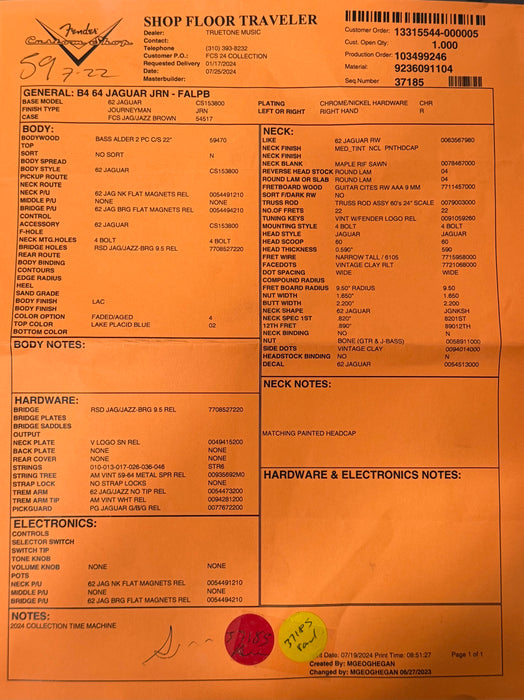 Fender Custom Shop 1964 Jaguar Journeyman Relic Faded Aged Lake Placid Blue