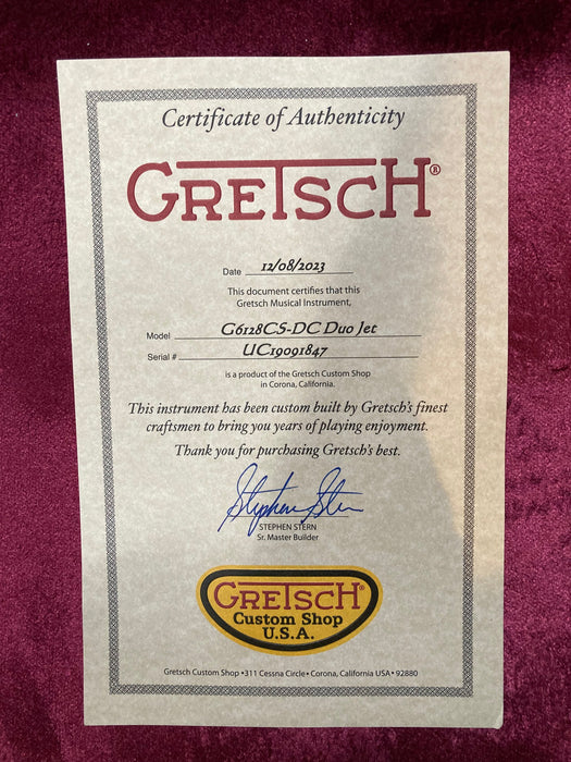 Pre-Owned Gretsch Custom Shop Masterbuilt Stephen Stern G6128CS-DC 1962 Triple Jet Turquoise Sparkle with OHSC