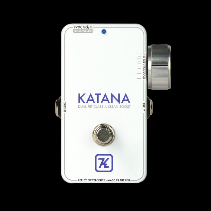 Keeley Katana Clean Boost Throwback White Compressor Pedal Front