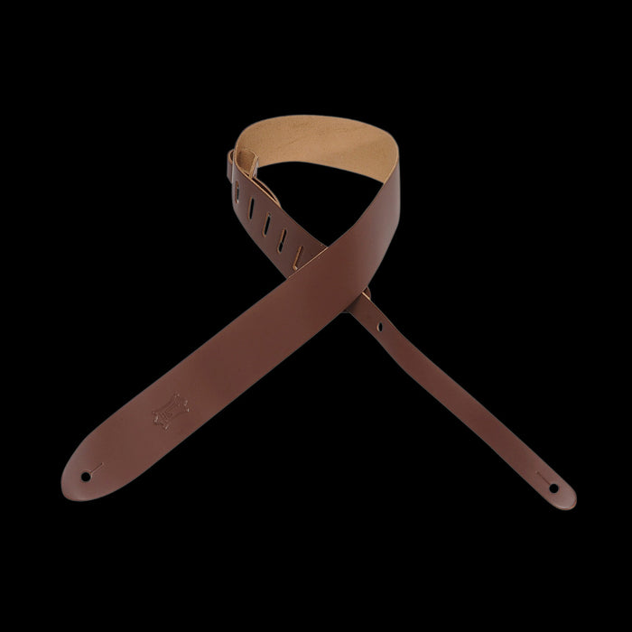 Levy's M12-BRN 2" Wide Brown Genuine Leather Guitar Strap Folded