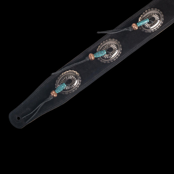 Levy's MS26SF-BLK 2 1/2" Wide Black Suede Guitar Strap Front Tab