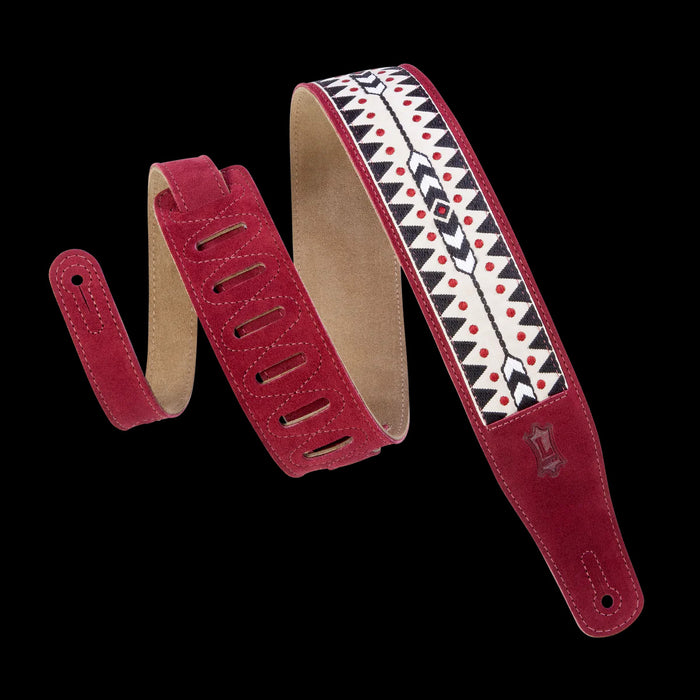 Levy's MSJ26-BRG 2 1/2" Wide Burgundy Suede Leather Guitar Strap Front Wrap