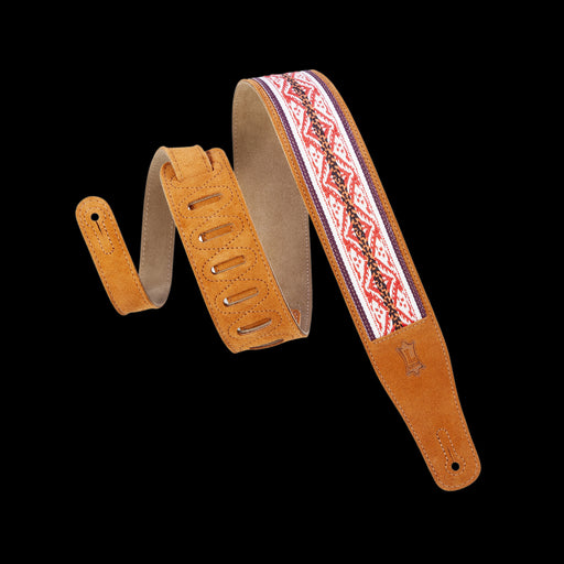 Levy's MSJ26-HNY 2 1/2" Wide Honey Suede Leather Guitar Strap Front Wrapped