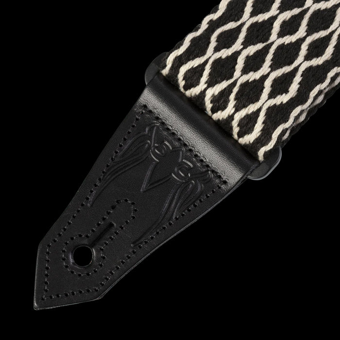 Levy's MSSC80-BLK/WHT 2" Wide Cotton Guitar Strap Front Tab