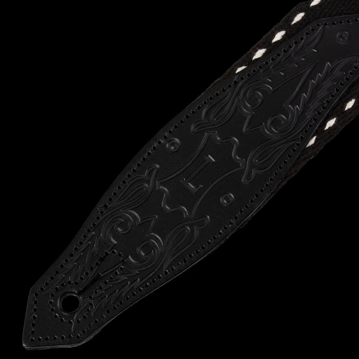 Levy's MSSC80-BLK 2" Wide Black Cotton Guitar Strap Tooled Tab