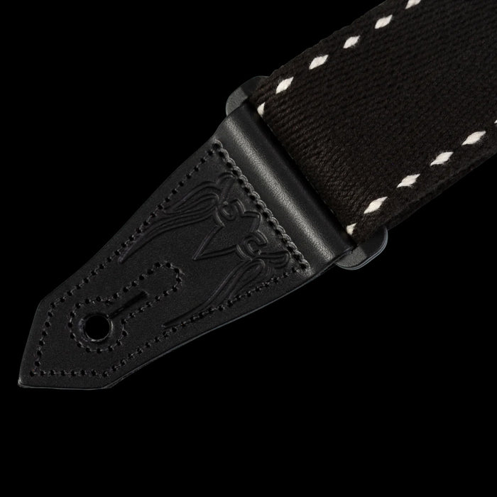 Levy's MSSC80-BLK 2" Wide Black Cotton Guitar Strap Front Tab