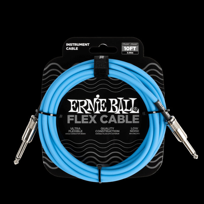 Ernie Ball Flex Instrument Cable Straight/Straight 10ft - Blue - P06412 Front
