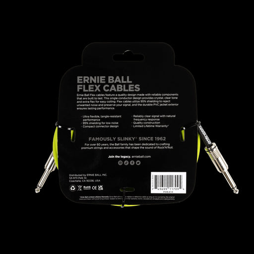 Ernie Ball Flex Instrument Cable Straight/Straight 10ft - Green - P06414 Back