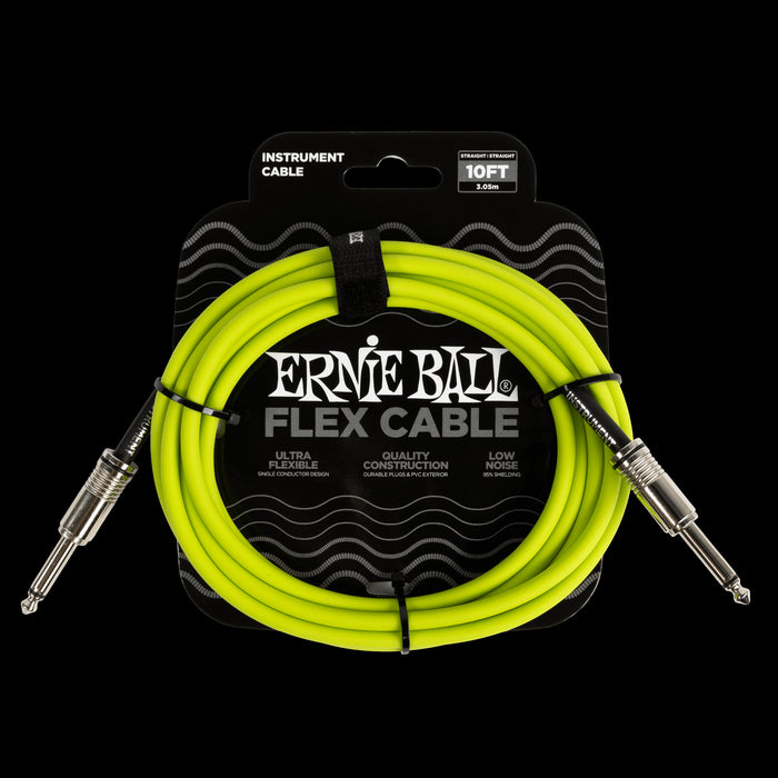 Ernie Ball Flex Instrument Cable Straight/Straight 10ft - Green - P06414 Front