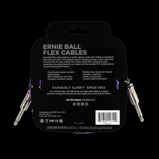 Ernie Ball Flex Instrument Cable Straight/Straight 10ft - Purple - P06415 Back