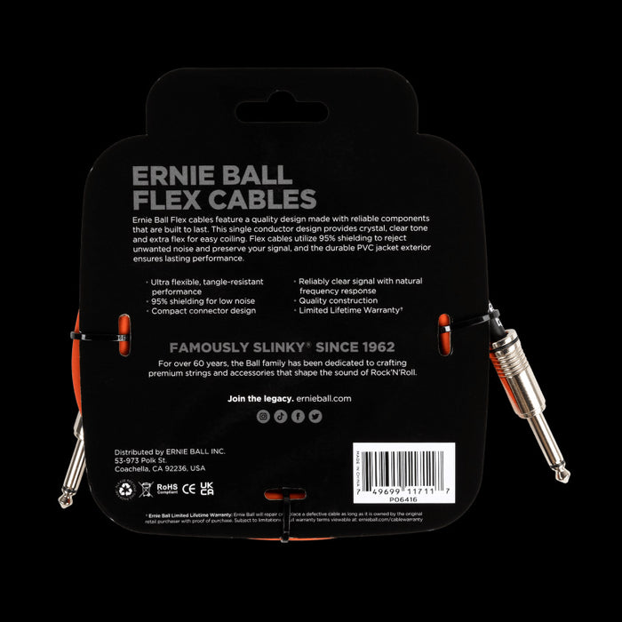 Ernie Ball Flex Instrument Cable Straight/Straight 10ft - Orange - P06416