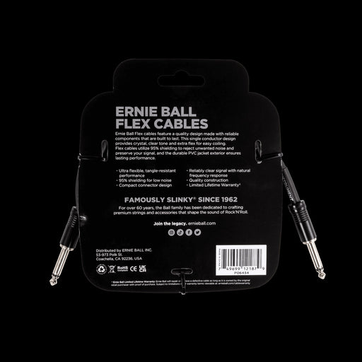Ernie Ball Flex Instrument Cable Straight/Straight 10ft - Black - P06434 Back