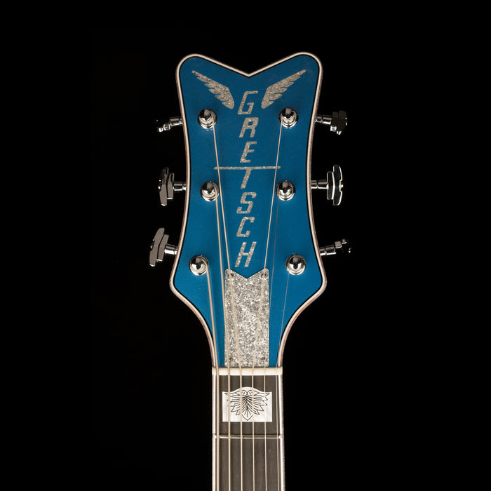 Gretsch Custom Shop Masterbuilt G6134CST Baritone Penguin NOS Lake Placid Blue Headstock