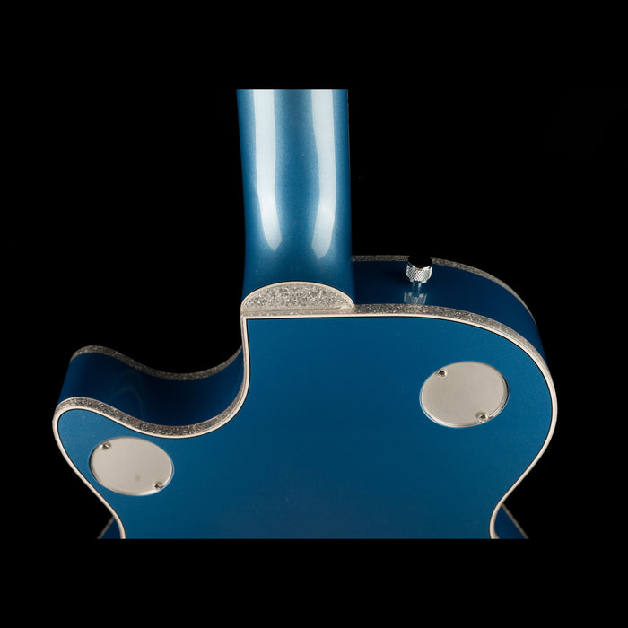 Gretsch Custom Shop Masterbuilt G6134CST Baritone Penguin NOS Lake Placid Blue Closeup Back Neck Joint