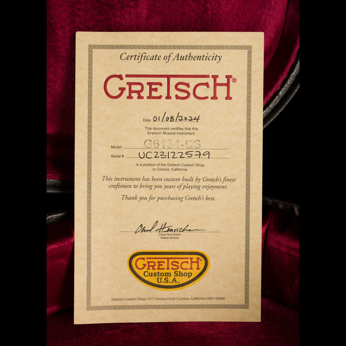 Gretsch Custom Shop Masterbuilt G6134CST Baritone Penguin NOS Lake Placid Blue Certificate of Authenticity