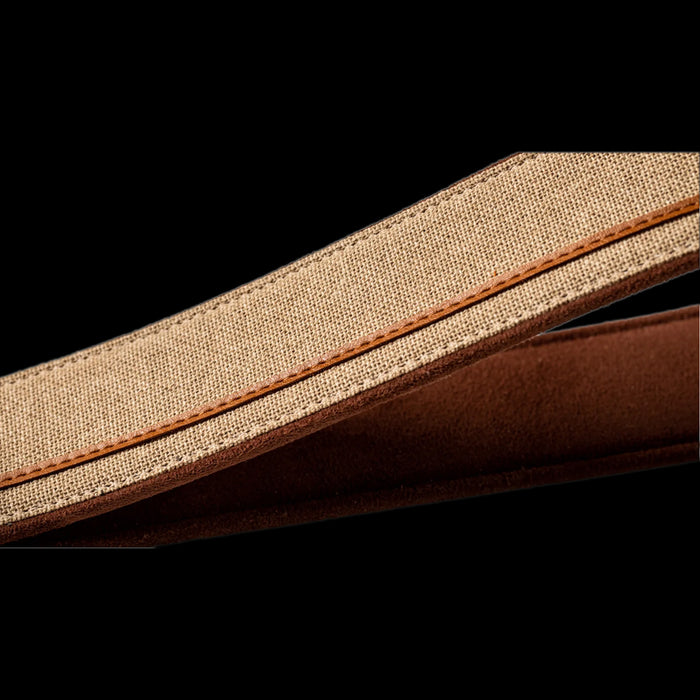 Taylor Vegan Leather Strap Tan with Natural Textile 2.5" Embossed Logo Texture